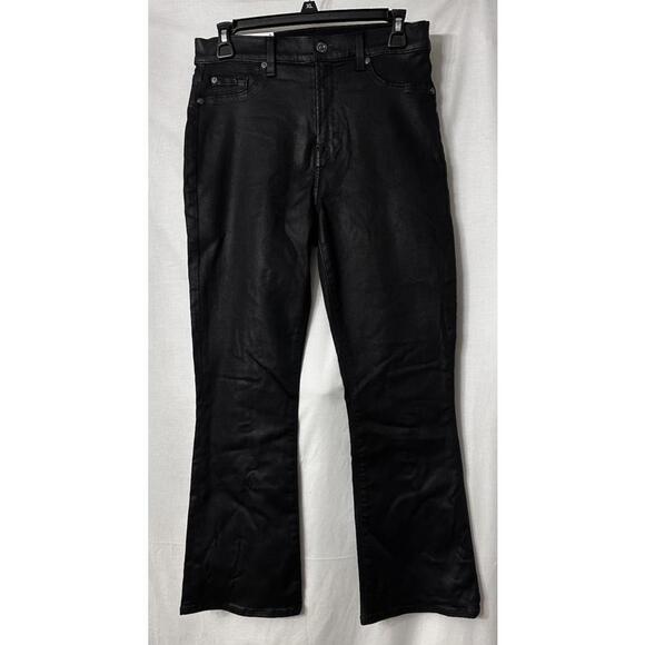 7 For All Mankind Denim - NWT 7 For All Mankind High Waist Slim Kick Womens Black Coated Jeans Size 29‎